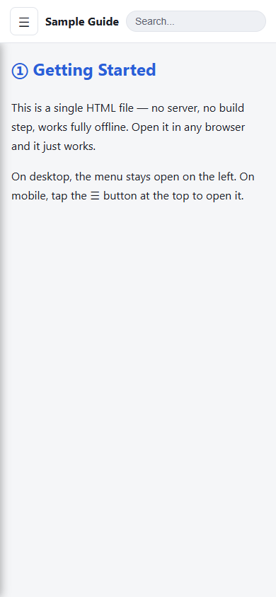 Content view, menu closed